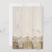 Hochzeit in Weiß, Band, Blume und Holz Einladung (Rückseite)