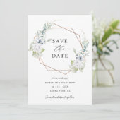 Hochzeit in Weiß und Blau Save The Date (Stehend Vorderseite)