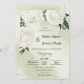 Hochzeit in weißem Blumen Einladung (Vorne/Hinten)