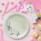 Hochzeit in weißem Blumen Pappteller (Party)