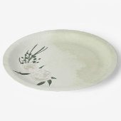 Hochzeit in weißem Blumen Pappteller (Schrägansicht)