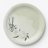 Hochzeit in weißem Blumen Pappteller (Vorderseite)