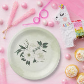 Hochzeit in weißem Blumen Pappteller (Party)