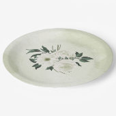 Hochzeit in weißem Blumen Pappteller (Schrägansicht)