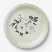 Hochzeit in weißem Blumen Pappteller (Vorderseite)