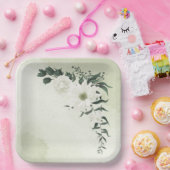 Hochzeit in weißem Blumen Pappteller (Party)