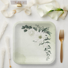 Hochzeit in weißem Blumen Pappteller