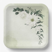 Hochzeit in weißem Blumen Pappteller (Vorderseite)