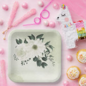 Hochzeit in weißem Blumen Pappteller (Party)