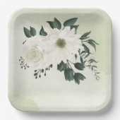 Hochzeit in weißem Blumen Pappteller (Vorderseite)