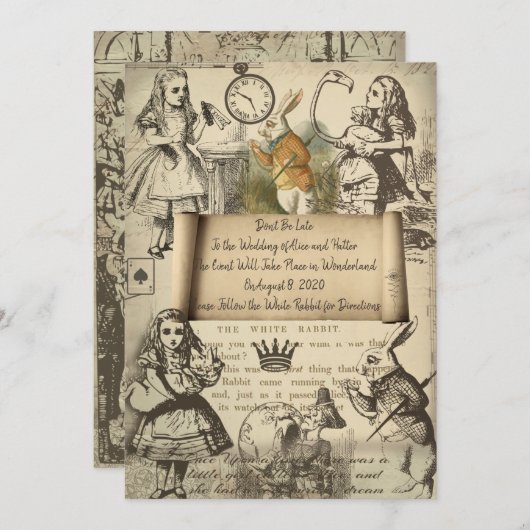 Hochzeit in Wonderland Einladung (Vorne/Hinten)