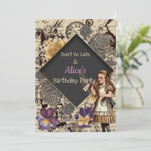 Hochzeit in Wunderland Einladung (Stehend Vorderseite)