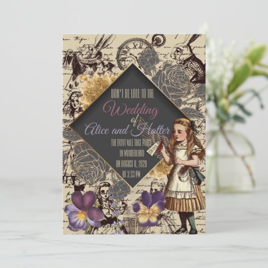 Hochzeit in Wunderland Einladung (Stehend Vorderseite)