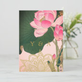 Hochzeit indischen Stil Pink Gold WaterLilley Einladung (Stehend Vorderseite)