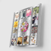 Hochzeit, Jahrestag, Special Event Silver Collage Quadratische Wanduhr (Winkel)
