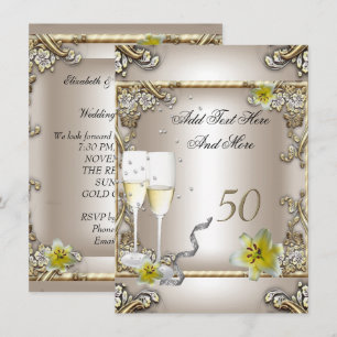 Hochzeit Jubiläum Creme Gold Lilie Silber Einladung