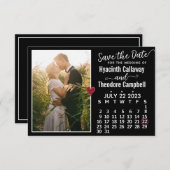 Hochzeit Juli 2023 Kalender Custom Foto Black Save The Date (Vorne/Hinten)