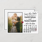 Hochzeit Juli 2024 Kalender Custom Foto White Save The Date (Vorne/Hinten)