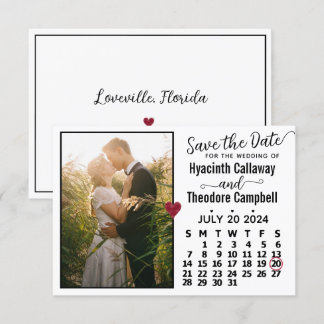Hochzeit Juli 2024 Kalender Custom Foto White Save The Date