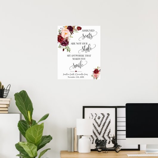 Hochzeit Keine zugeteilten Sitzplätze Sit Anywhere Poster (Heimbüro)