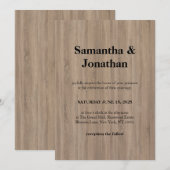 Hochzeit Klassisch Basic Braun Weiche Holzmaserung Einladung (Vorne/Hinten)