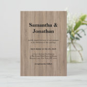 Hochzeit Klassisch Basic Braun Weiche Holzmaserung Einladung (Stehend Vorderseite)
