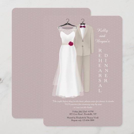 Hochzeit kleidet Einladung (Vorne/Hinten)