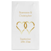 Hochzeit kleine Geschenktasche Gold Herzen Kleine Geschenktüte (Rückseite)