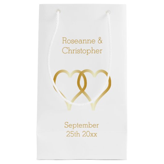 Hochzeit kleine Geschenktasche Gold Herzen Kleine Geschenktüte (Vorderseite)