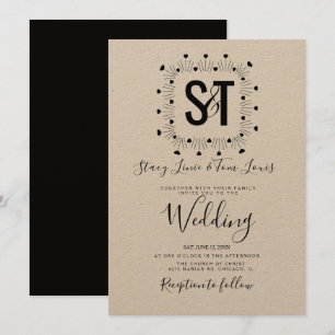 Hochzeit Kraft handgezeichnet schwarz weiß Herzen Einladung