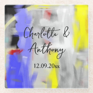 Hochzeit kreative Abstrakte Kunst Blau Glasuntersetzer