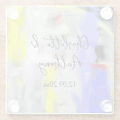 Hochzeit kreative Abstrakte Kunst Blau Glasuntersetzer (Rückseite)