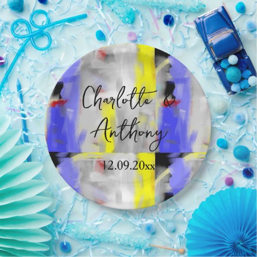 Hochzeit kreative Abstrakte Kunst Blau Pappteller (Party)