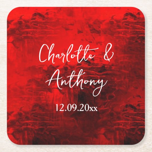 Hochzeit kreatives Abstraktes Kunstwerk Rot Rechteckiger Pappuntersetzer (Vorderseite)