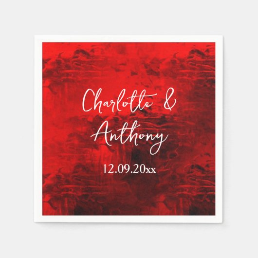 Hochzeit kreatives Abstraktes Kunstwerk Rot Serviette (Vorderseite)