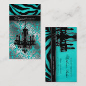 Hochzeit Kronier Event Planner Blau Silver Visitenkarte (Vorne/Hinten)