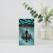 Hochzeit Kronier Event Planner Blau Silver Visitenkarte (Stehend Vorderseite)