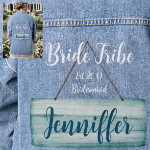 Hochzeit Küsten Brautjungfern Junggesellinnenabsch Jeansjacke