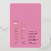 Hochzeit laden echter Foil Text Soft Pink Hintergr Folieneinladung (Vorderseite)