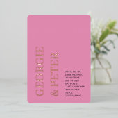 Hochzeit laden echter Foil Text Soft Pink Hintergr Folieneinladung (Stehend vorne)