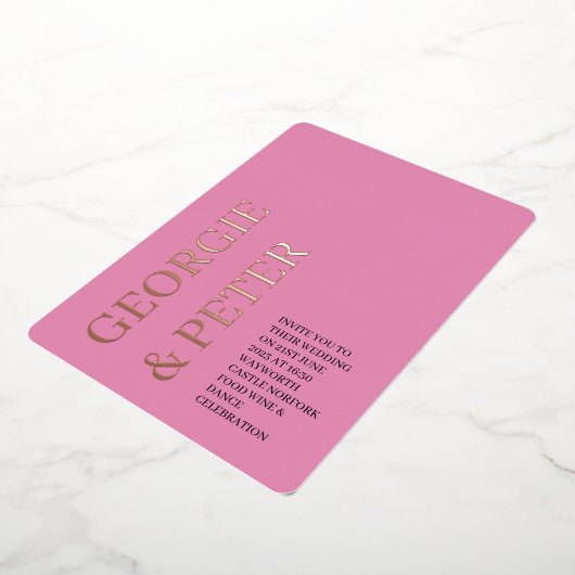 Hochzeit laden echter Foil Text Soft Pink Hintergr Folieneinladung (Gedreht)