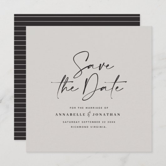Hochzeit lässiger Schrift Save The Date (Vorne/Hinten)