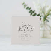 Hochzeit lässiger Schrift Save The Date (Stehend Vorderseite)