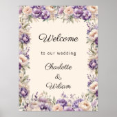 Hochzeit Lavendel Champagner Creme Willkommen Poster (Vorne)