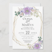 Hochzeit | Lavender Wasserfarbengeometrie Einladung (Vorderseite)