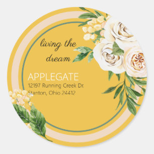 Hochzeit Leben der Traum Floral & Foliage Adresse Runder Aufkleber