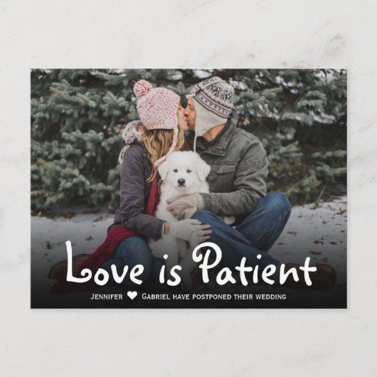 Hochzeit Liebe ist Patient Zurückgestellt einfache Ankündigungspostkarte (Vorderseite)