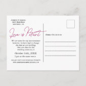 Hochzeit Liebe ist Patient Zurückgestellt einfache Ankündigungspostkarte (Rückseite)