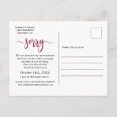 Hochzeit Liebe ist Patient Zurückgestellt einfache Ankündigungspostkarte (Rückseite)