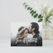 Hochzeit Liebe ist Patient Zurückgestellt einfache Ankündigungspostkarte (Stehend Vorderseite)